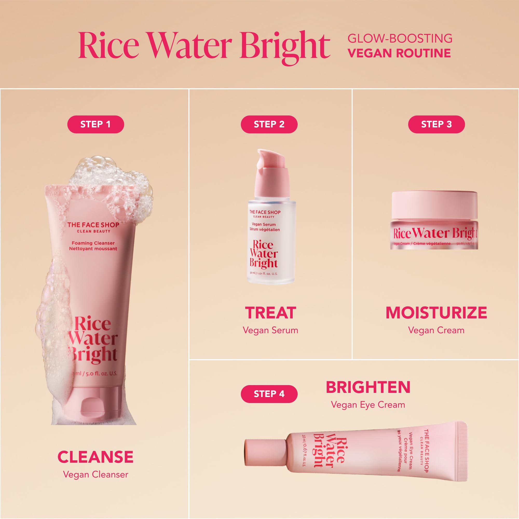 Brillo suave gracias a Rice Water Bright para retoques