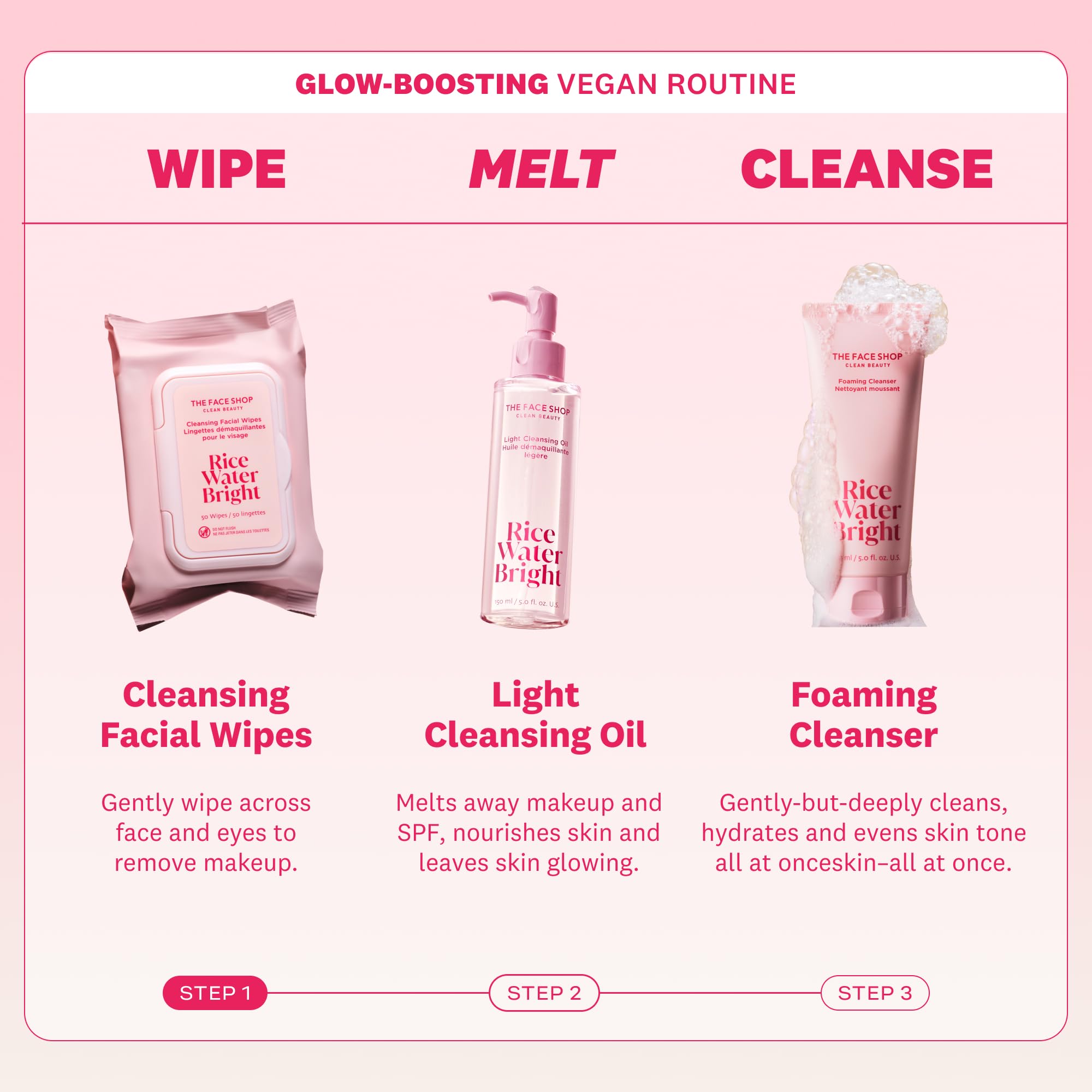 The Face Shop: empaque desechable para uso rápido y conveniente en cualquier momento.