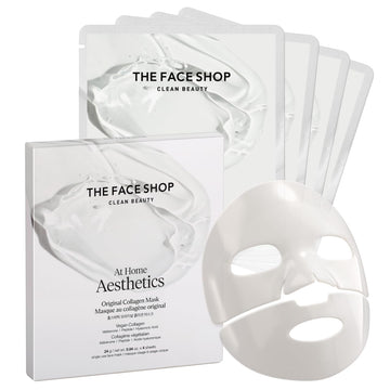 The Face Shop mascarilla colageno vegano en empaque elegante para piel suave e hidratada.