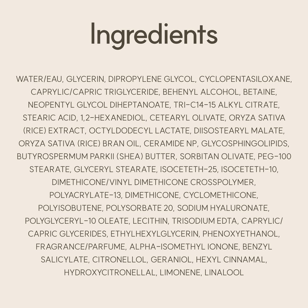 Absorción rápida de Rice Ceramide Cream sin sensación grasa
