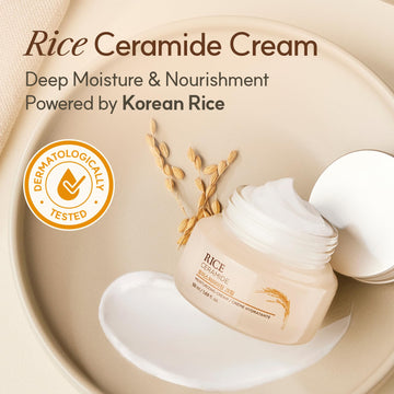 Textura sedosa de The Face Shop Rice Ceramide Cream para aplicación cómoda
