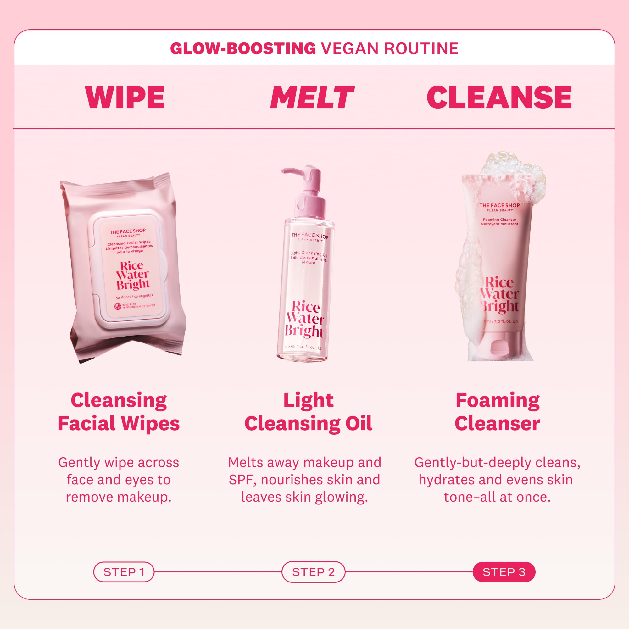 The Face Shop Rice Water Bright fórmula vegana apta para todas las pieles