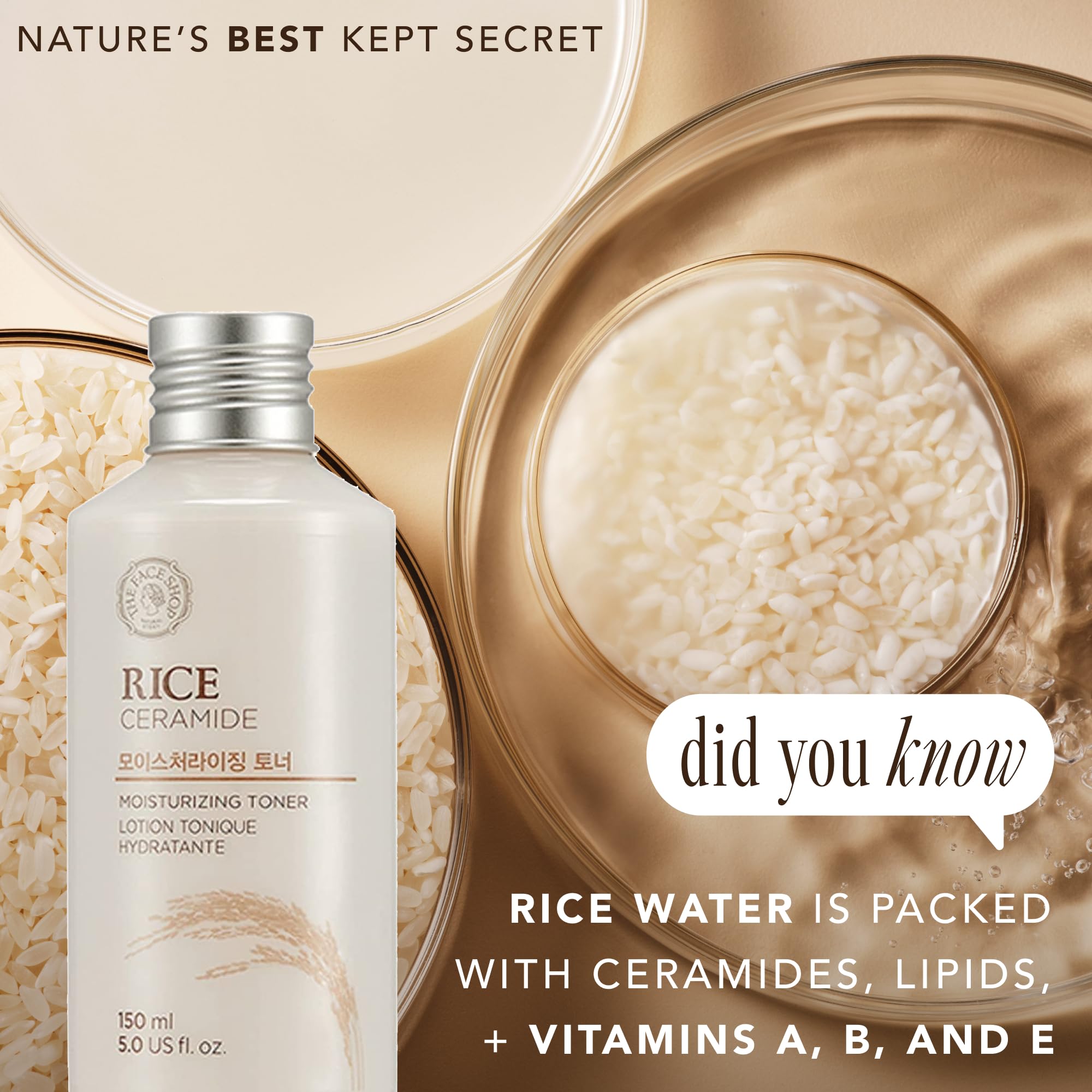 The Face Shop tónico con nanotecnología de ceramidas para absorción mejorada.