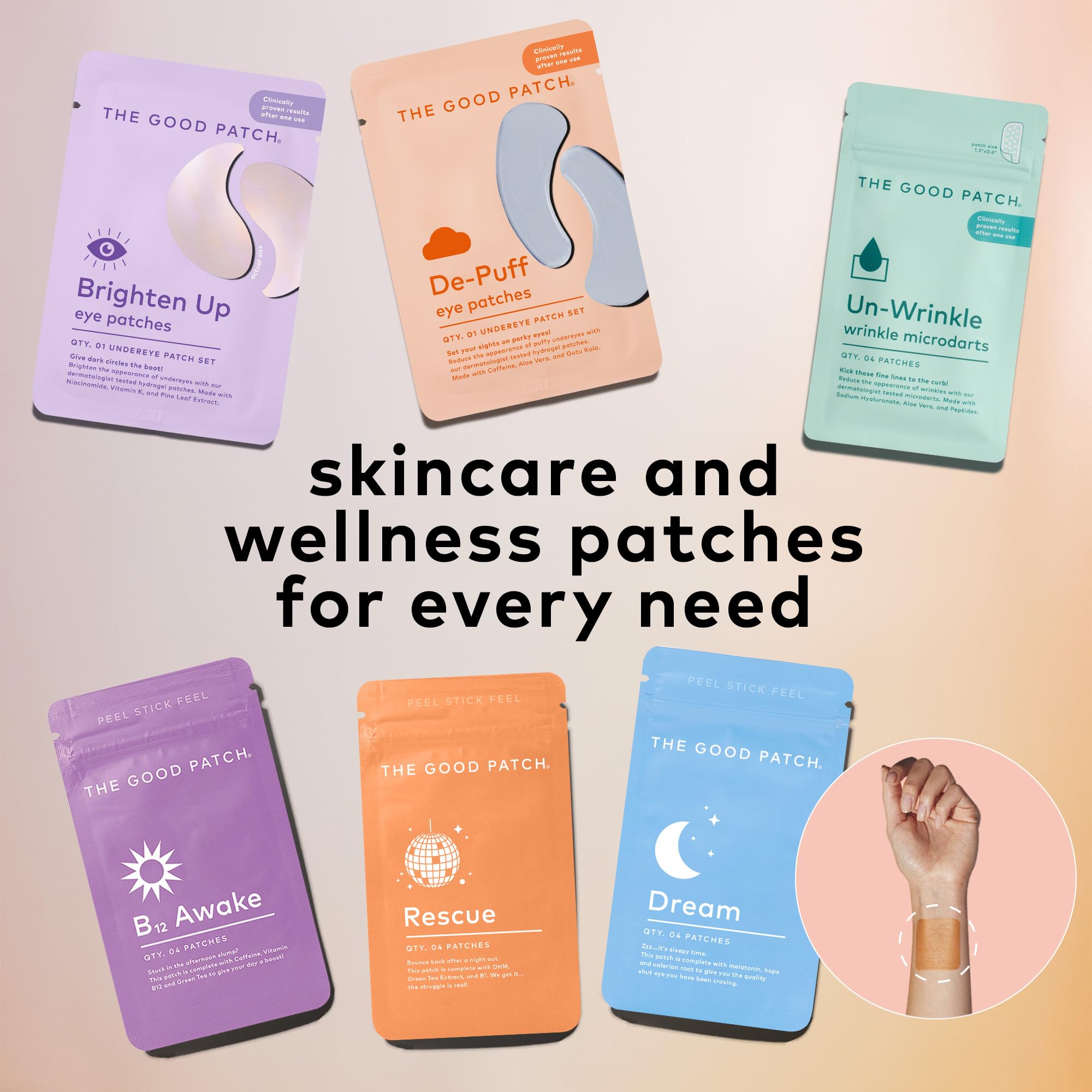 The Good Patch Skincare, utilisation rapide, rituel express autour des yeux.