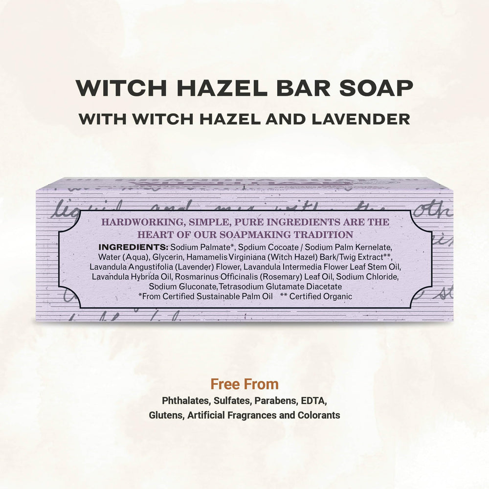 The Grandpa Soap Company barra-jabon-ingredientes-hamamelis-y-lavanda: tono natural y aromas calmantes.