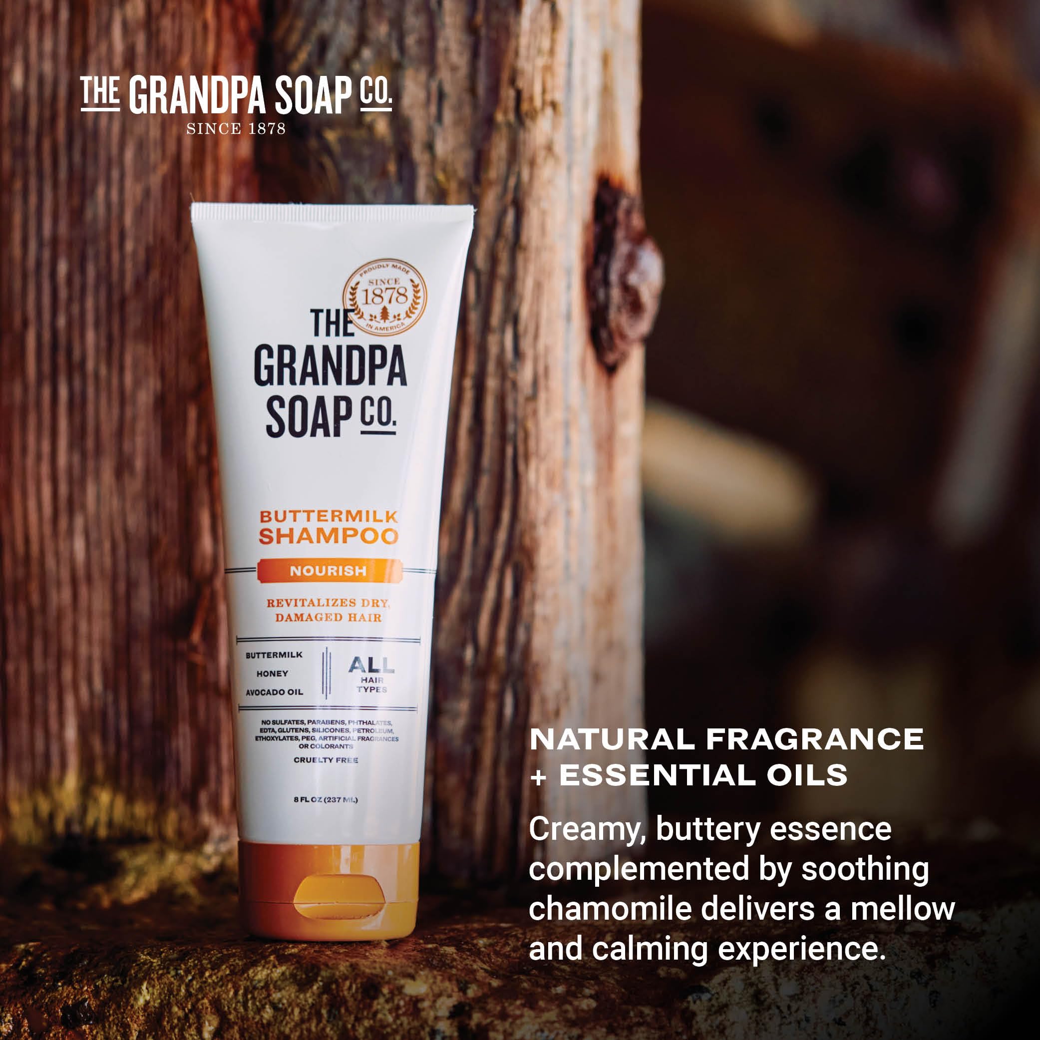 Champú Buttermilk de The Grandpa Soap Company: fórmula vegana y libre de sulfatos.