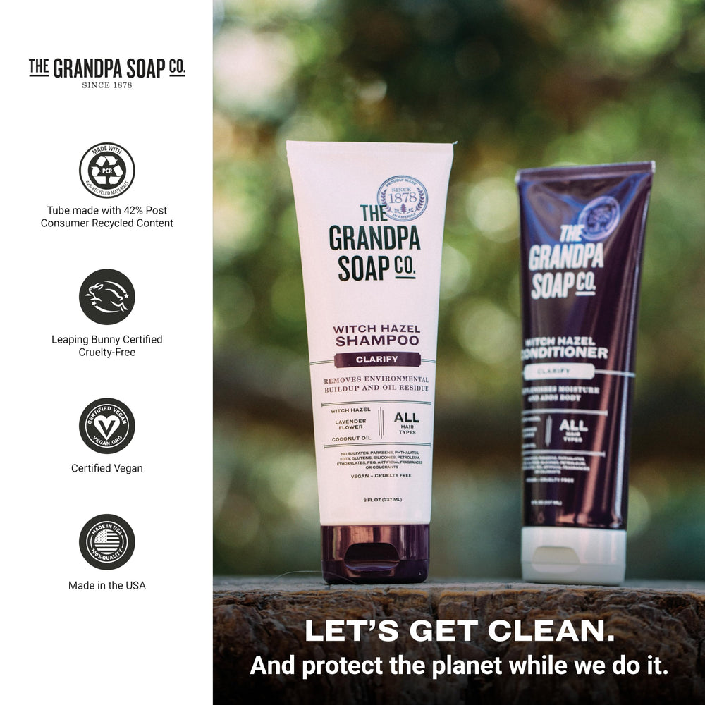 The Grandpa Soap Company aroma lavanda, etiqueta visible, experiencia sensorial suave.