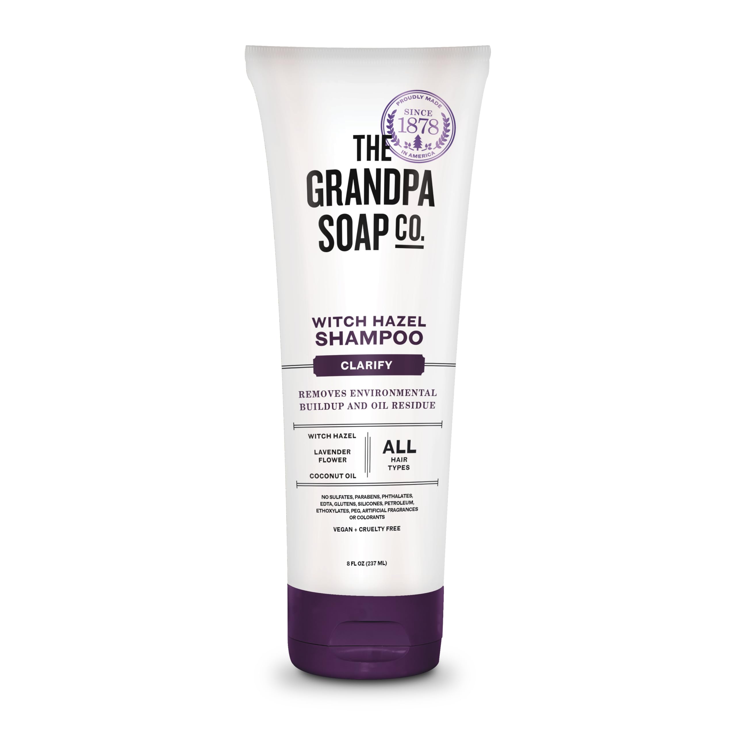 The Grandpa Soap Company champú hamamelis, botella visible, limpieza suave para uso diario.