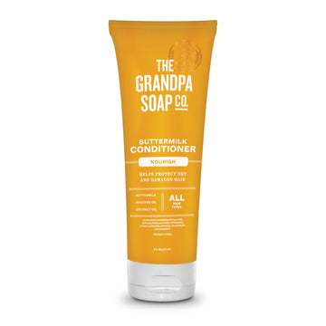 The Grandpa Soap Company Buttermilk Conditioner botella mostrando hidratación diaria