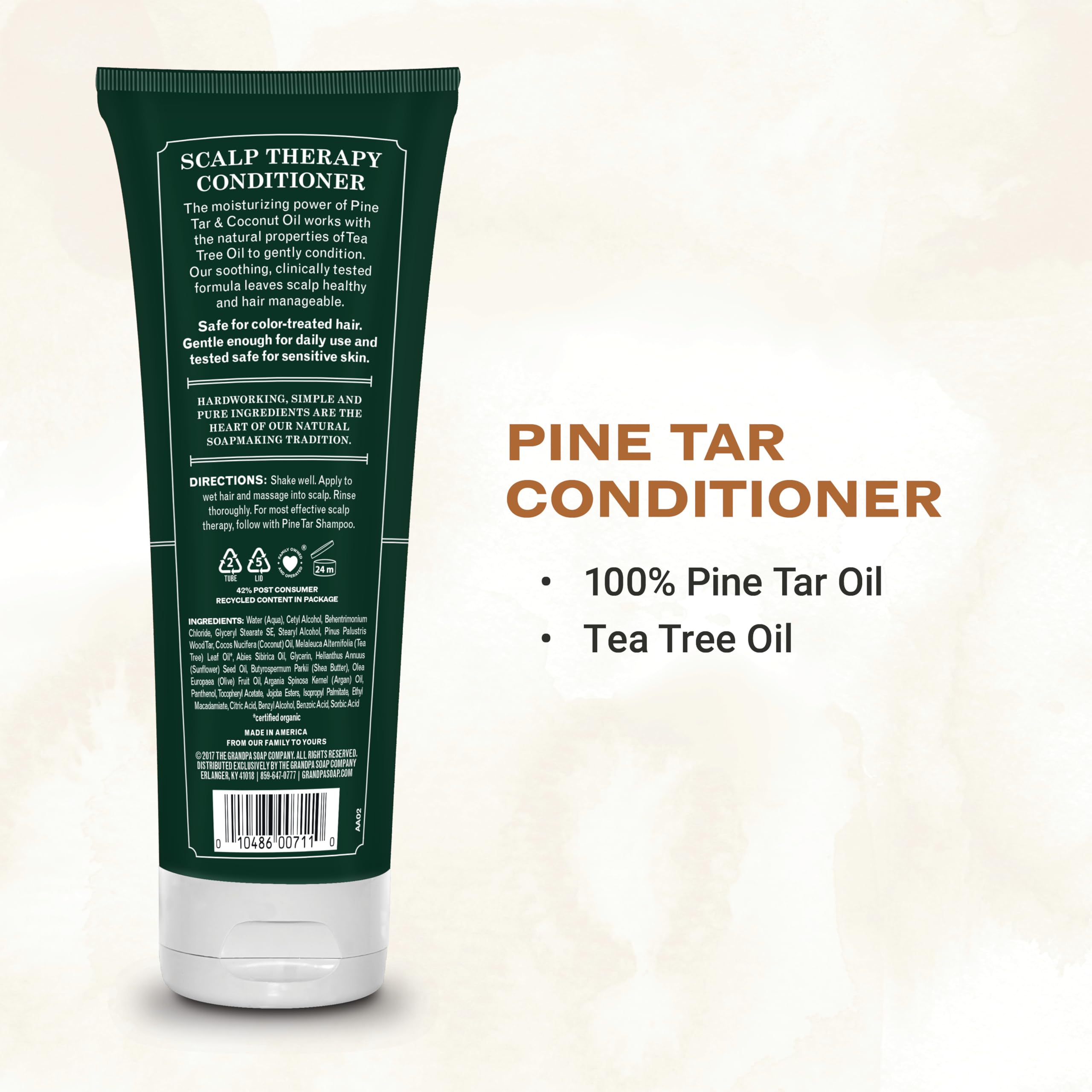 Empaque reciclable del Acondicionador Pine Tar de The Grandpa Soap Company.