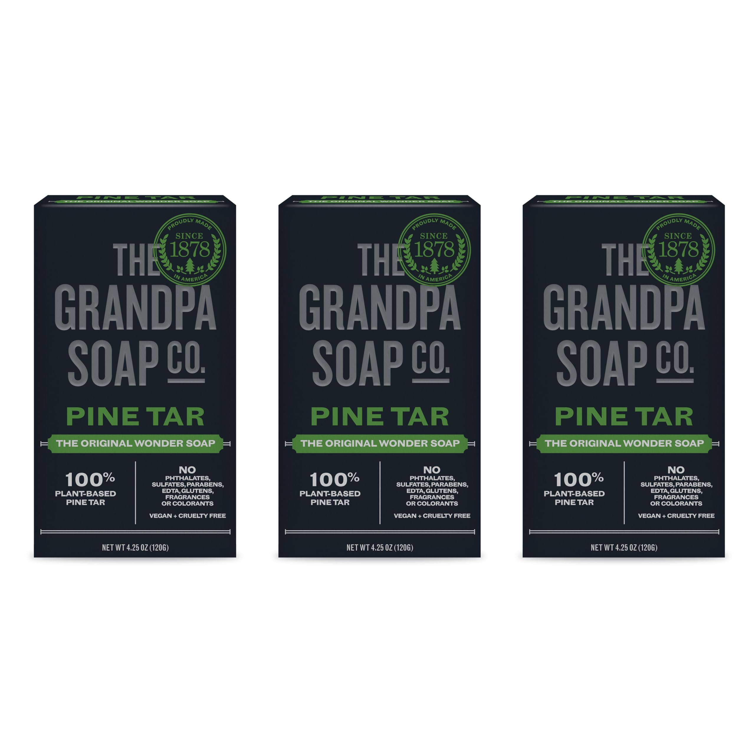 Jabon de Tar de Pino The Grandpa Soap Company en empaque, limpieza natural.