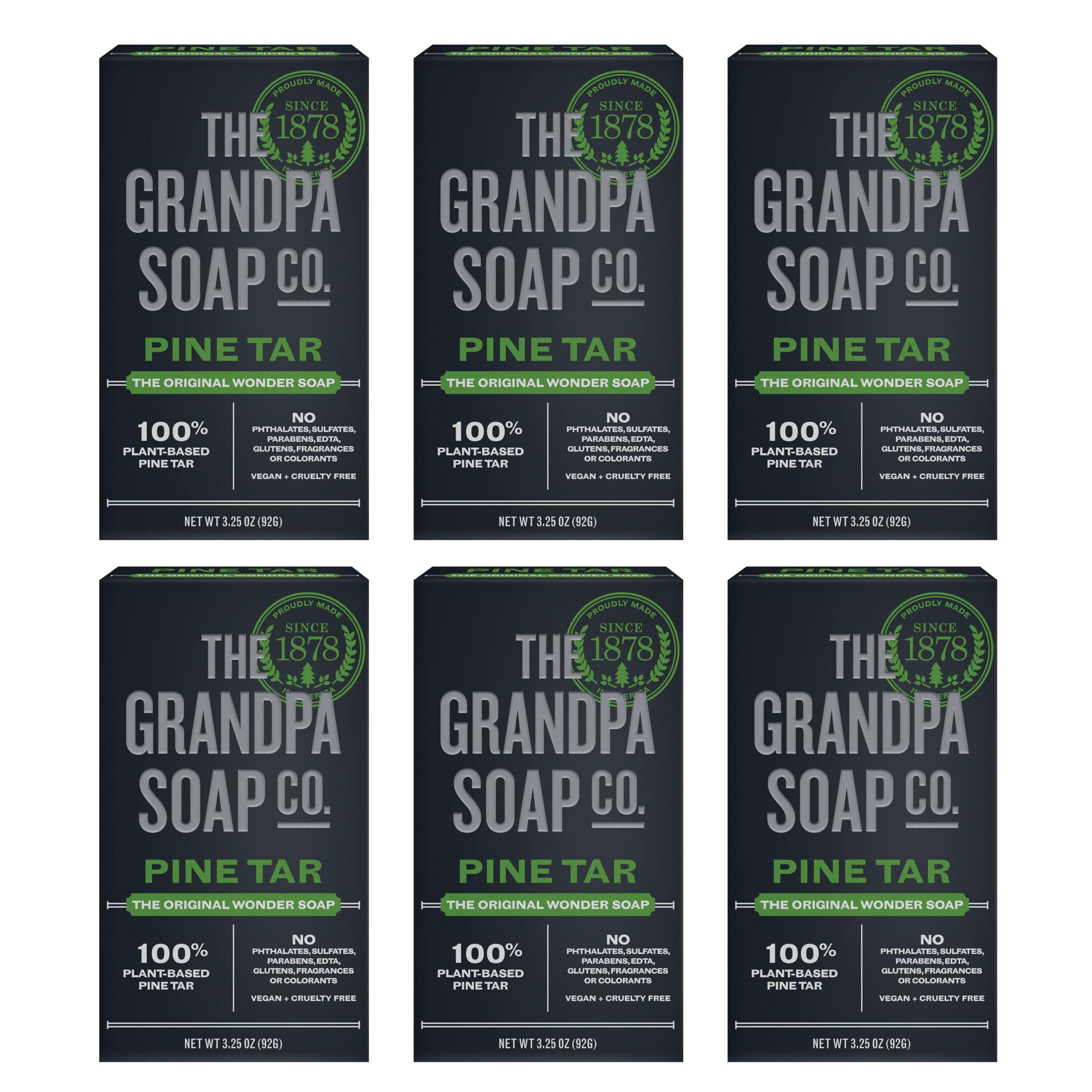 The Grandpa Soap Company Jabon Tar de Pino en Barra frente, limpieza y aroma amaderado.