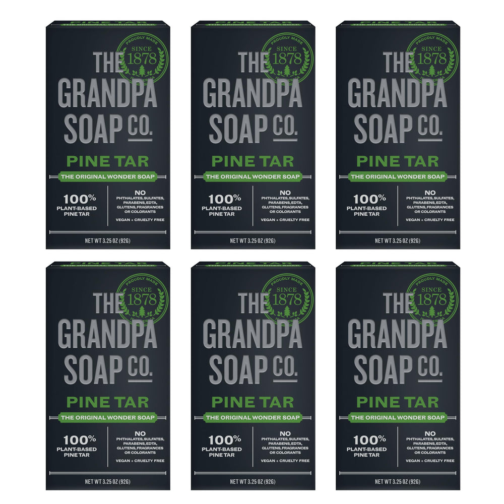 The Grandpa Soap Company Jabon Tar de Pino en Barra frente, limpieza y aroma amaderado.