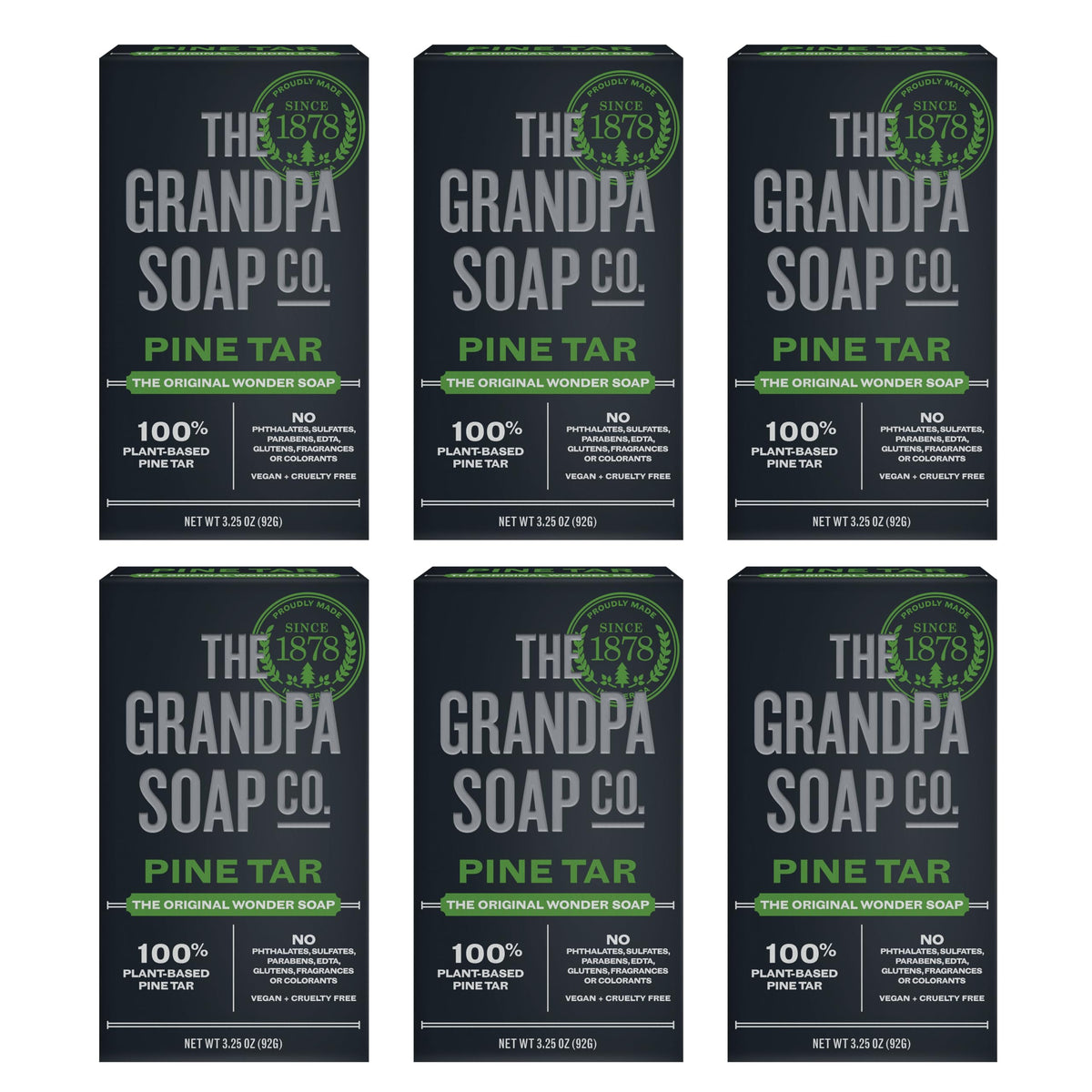 The Grandpa Soap Company Jabon Tar de Pino en Barra frente, limpieza y aroma amaderado.