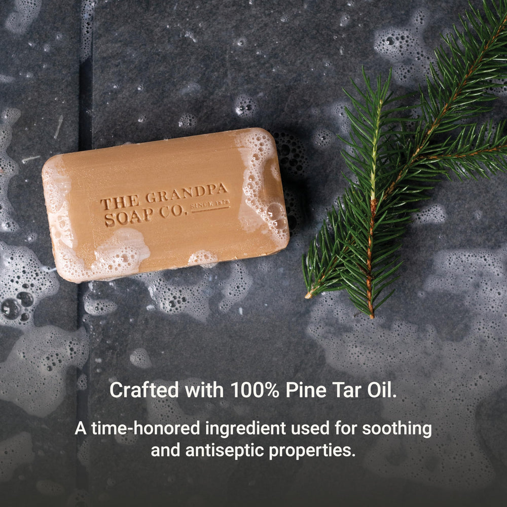 The Grandpa Soap Company Jabon Tar de Pino en Barra uso corporal diario.
