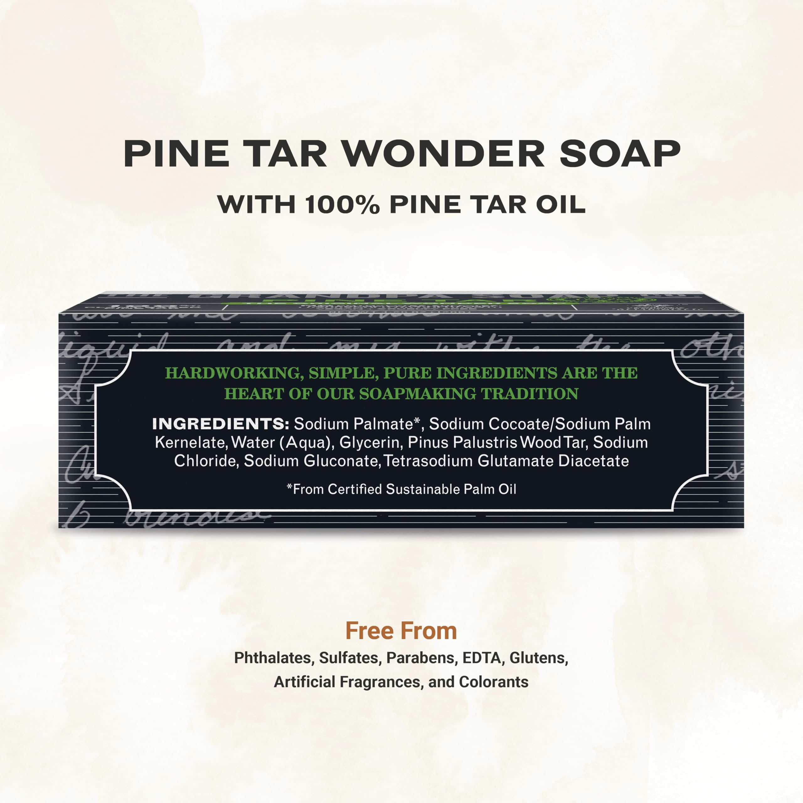 The Grandpa Soap Company Jabon Tar de Pino en Barra uso facial para piel sensible.