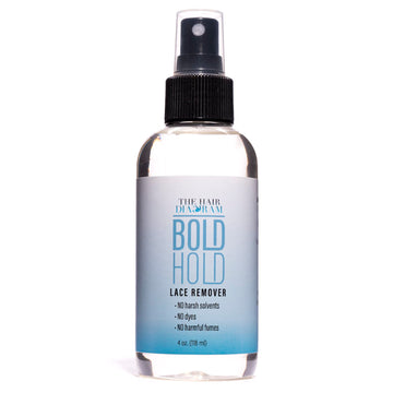 The Hair Diagram Bold Hold Lace Remover: botella frontal lista para eliminar adhesivo sin dañar el cabello.