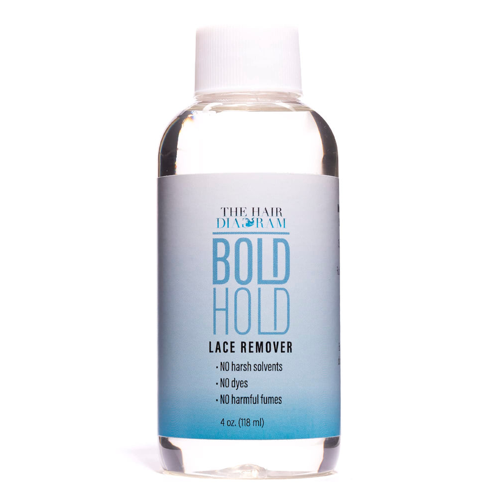 The Hair Diagram Bold Hold Lace Remover en acción, eliminando adhesivo sin irritar piel.