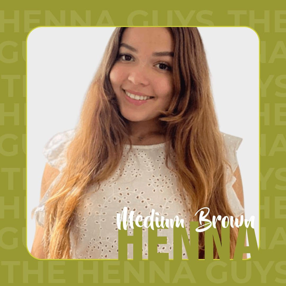 Cabello color marrón medio con Henna Guys