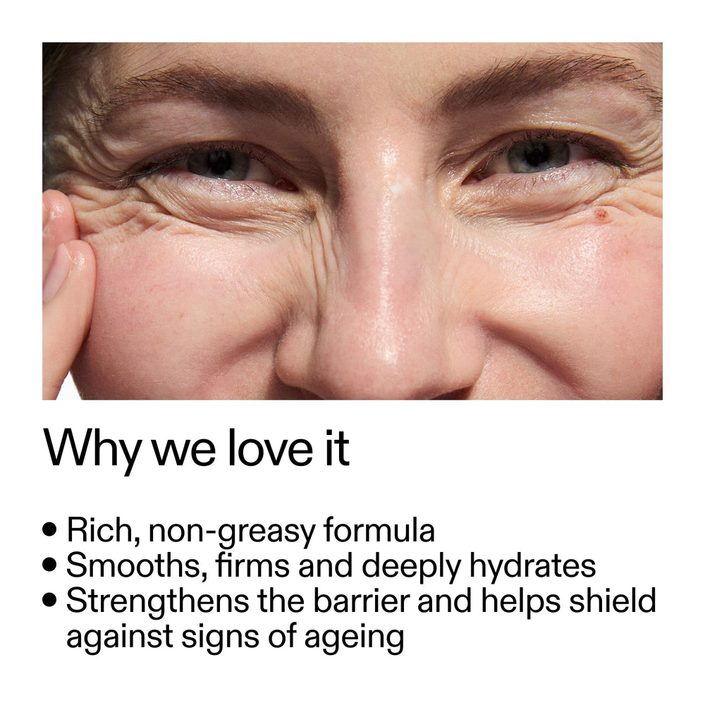 Texture crème du The INKEY List Bio-Active Ceramide Repairing et Plumping Moisturizer, onctueuse et lisse.