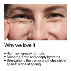 Texture crème du The INKEY List Bio-Active Ceramide Repairing et Plumping Moisturizer, onctueuse et lisse.