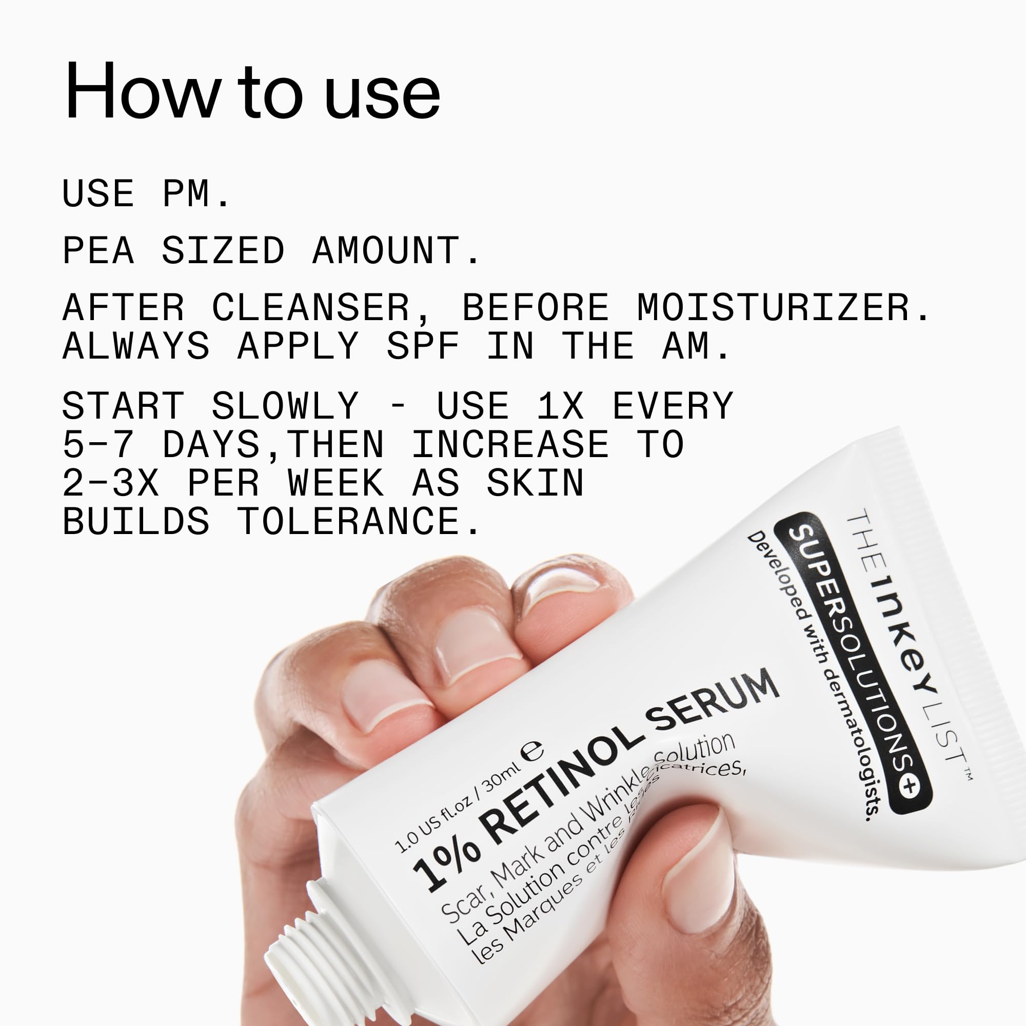 Frente y etiqueta del The INKEY List SuperSolutions Retinol Serum