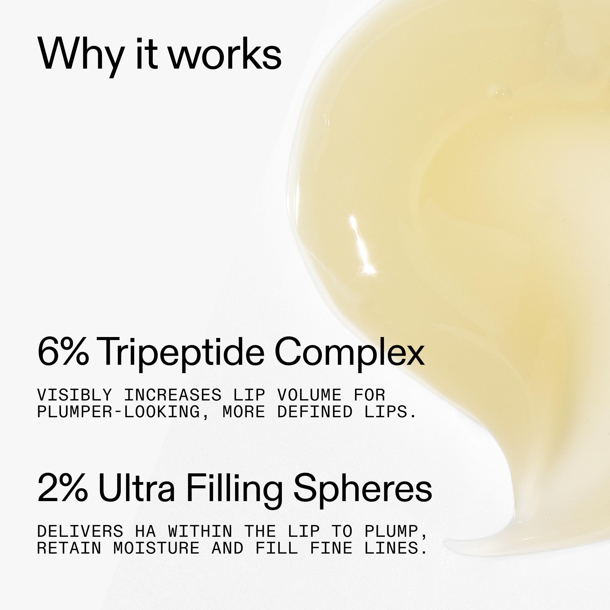Aplicación fácil del bálsamo labial Tripeptide Plumping Lip Balm para alivio rápido.