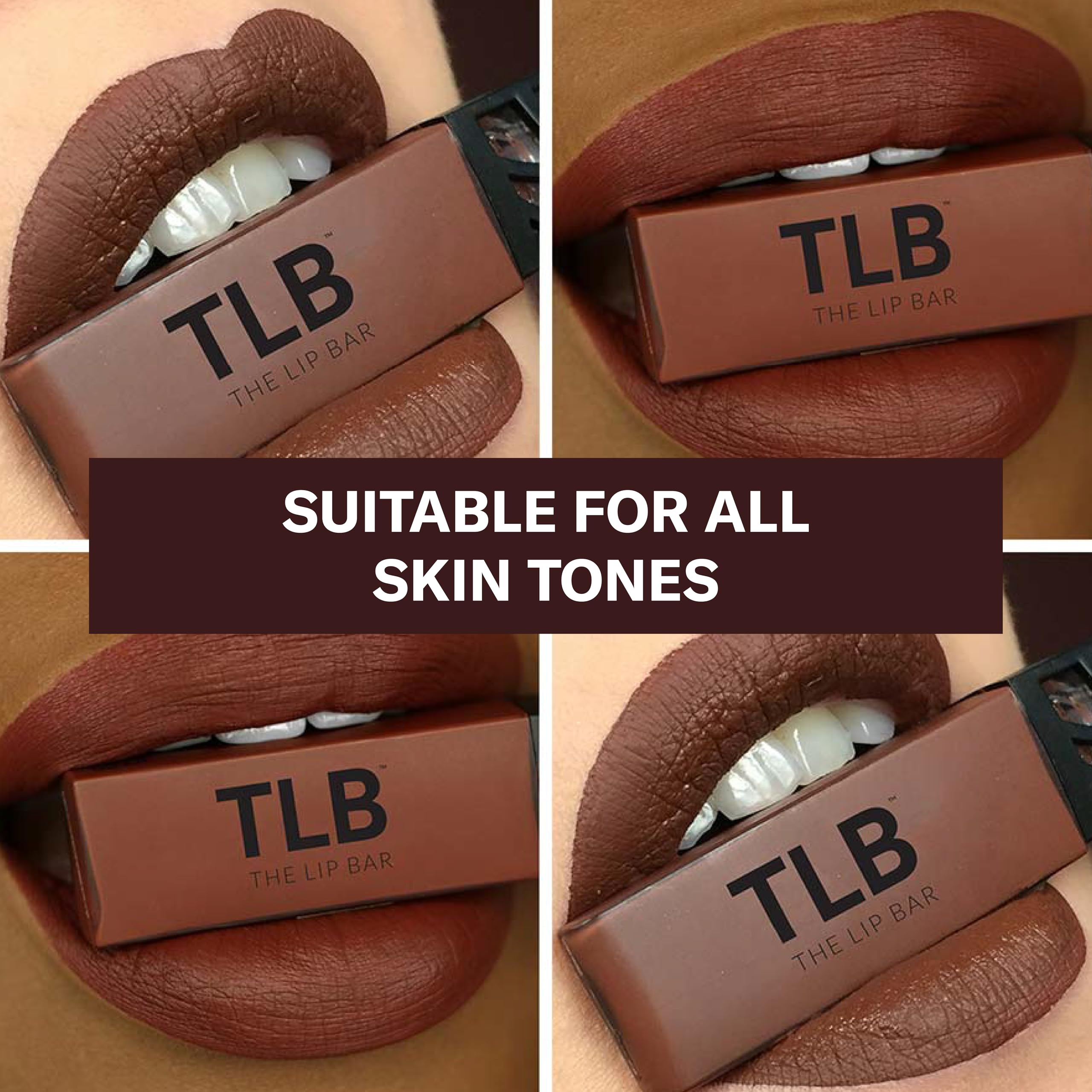 The Lip Bar Savage muestra color cacao rojo, ideal para looks audaces.