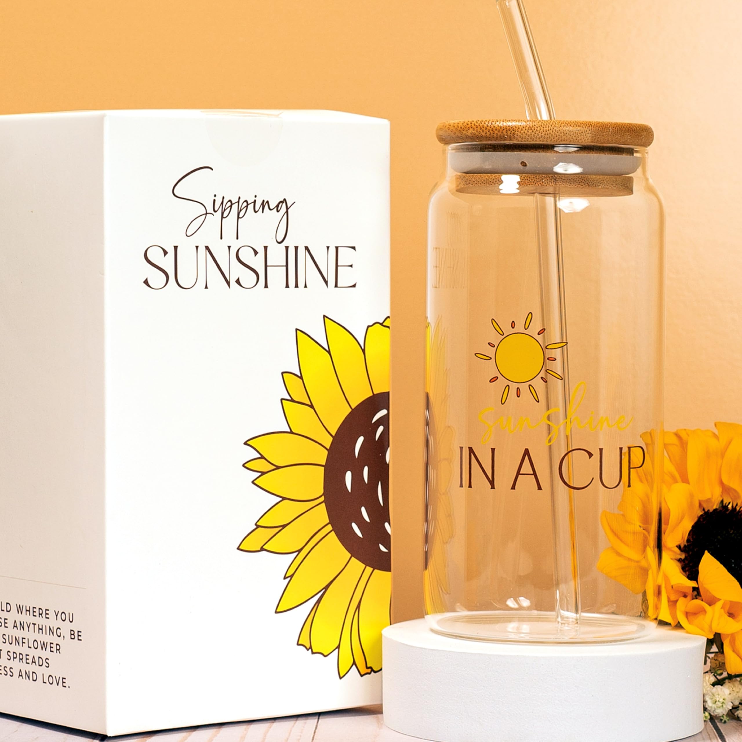The Love Crate Co. Manga aislante girasol, mantiene bebidas a temperatura.