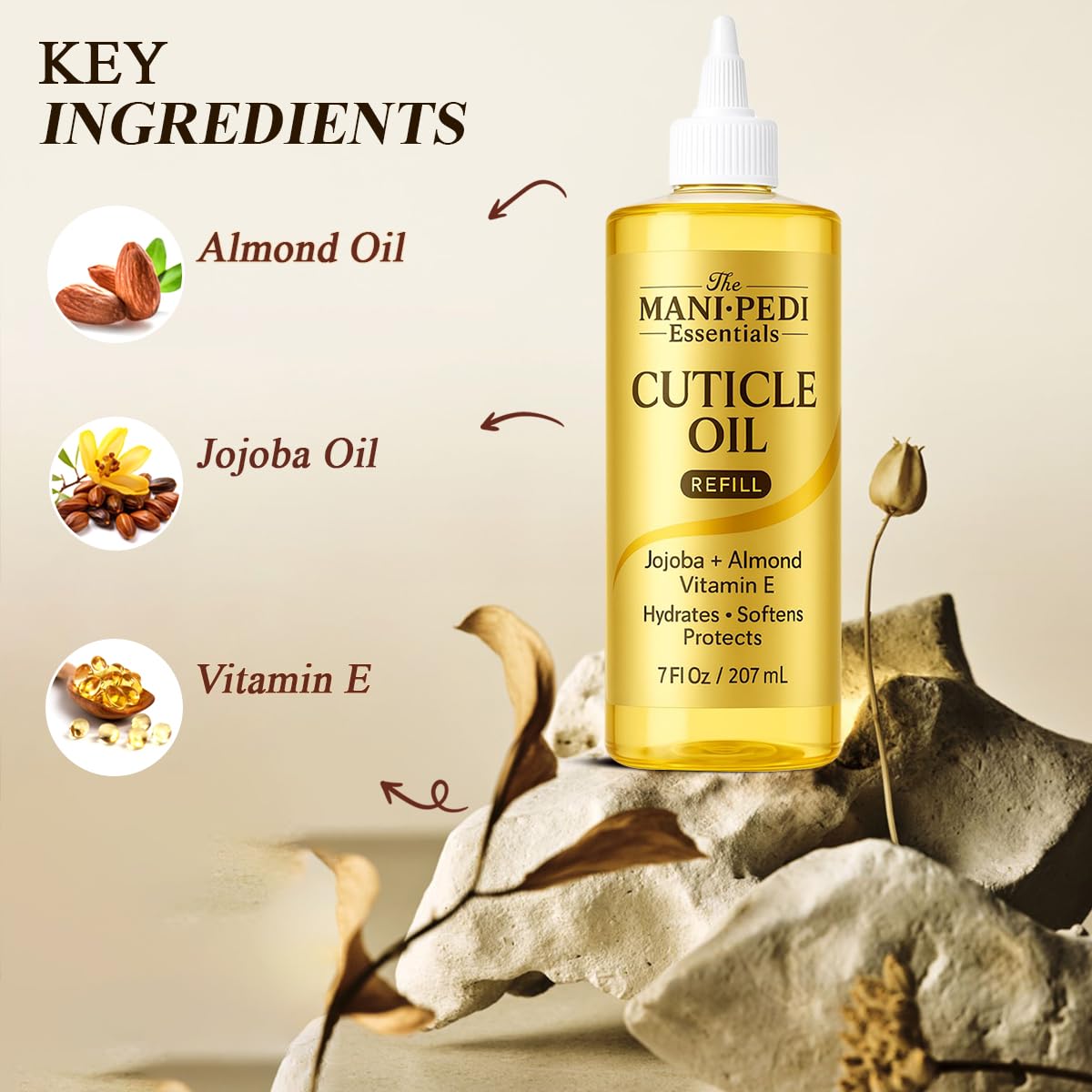 The Mani Pedi Essentials vitamina E y almendra dulce para cutículas suaves