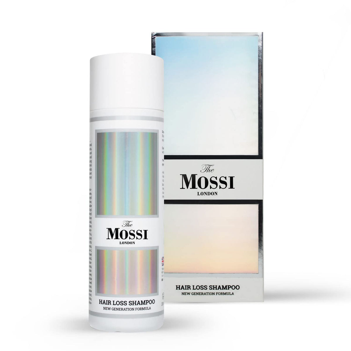 The Mossi London Shampoo: botella destacada para crecimiento saludable del cabello.