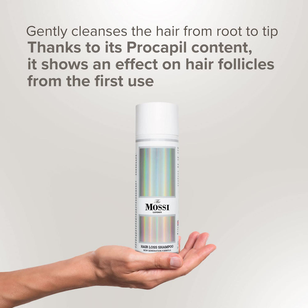 The Mossi London Shampoo de 200 ml, opción conveniente para uso diario.