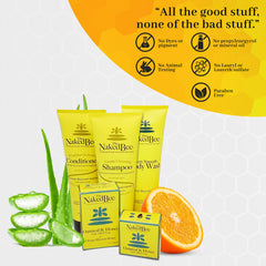 Close-up of The Naked Bee packaging showing cruelty-free and USA-made claim.