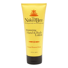 Loción The Naked Bee para manos y cuerpo en botella con miel de azahar y hidratación suave.