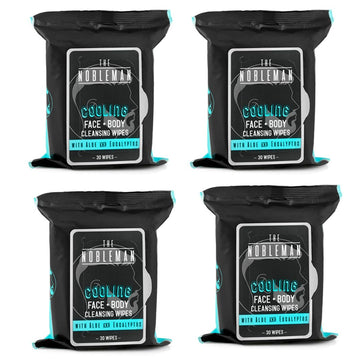 The Nobleman cooling wipes pack front view for post-workout refresh.
