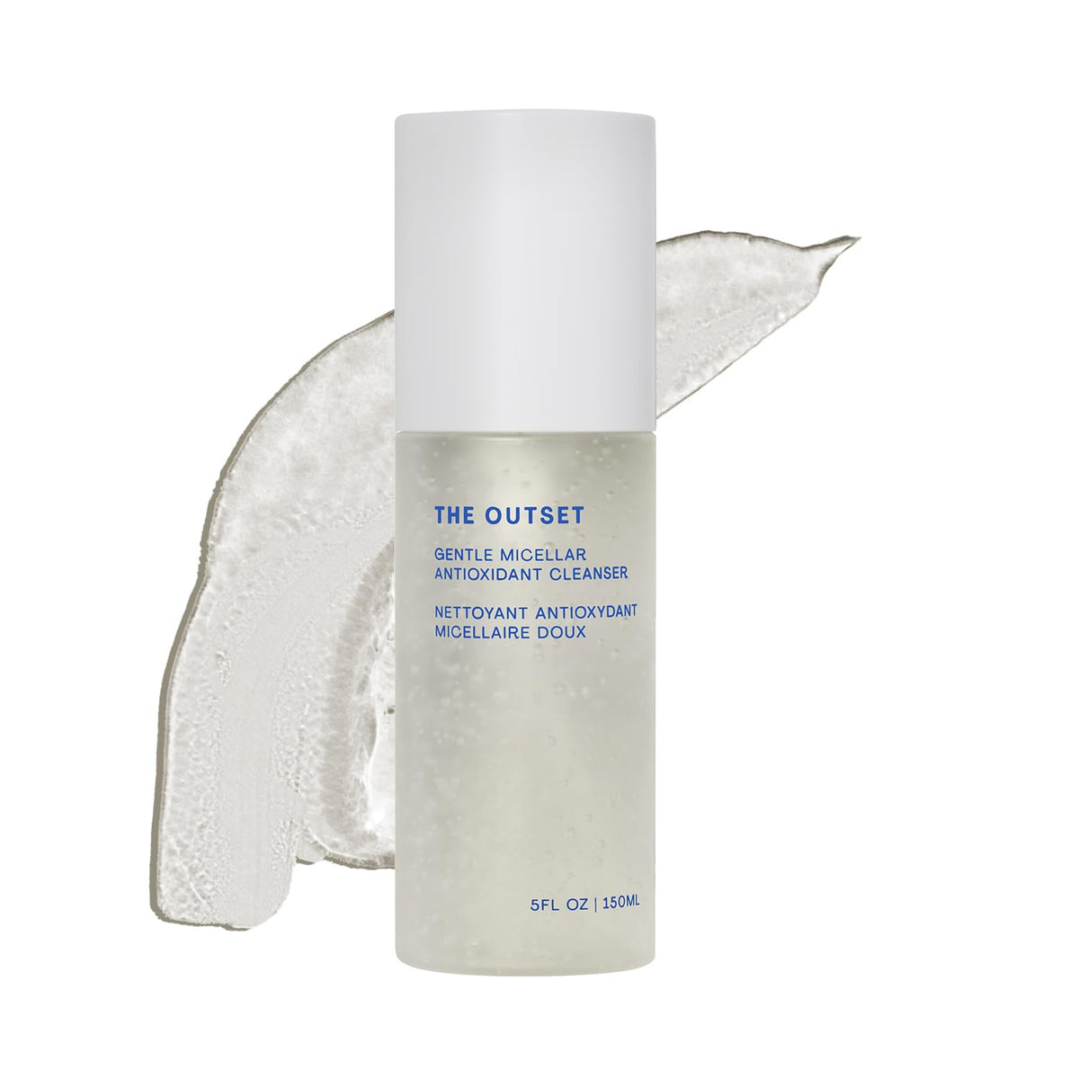 The Outset nettoyant micellaire antioxydant: bouteille-pompe pratique pour un rituel hydratant.