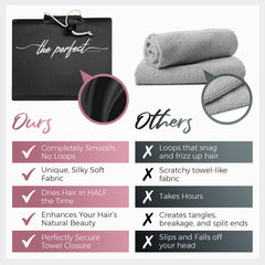 THE PERFECT HAIRCARE toalla anti frizz de microfibra para cabello suave y protegido.