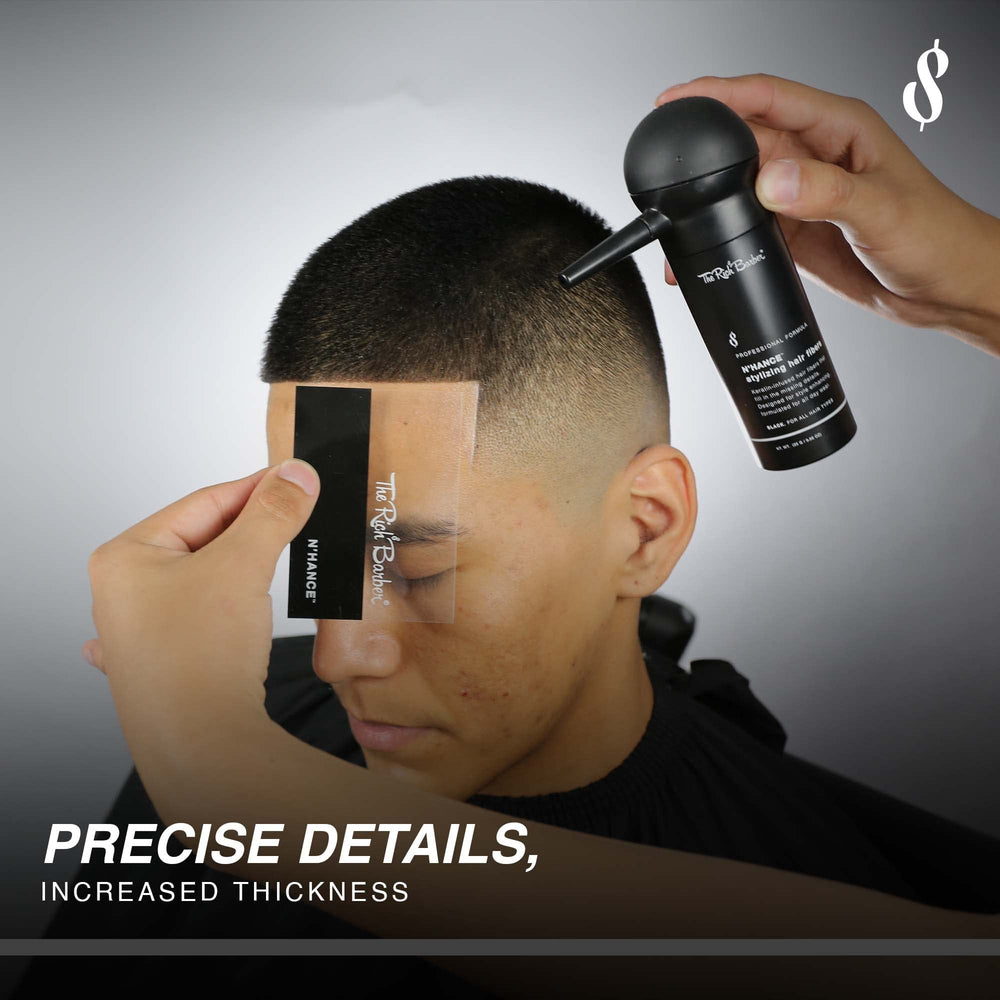 The Rich Barber N'Hance Pro Barber Kit I fibras con keratina para acabado natural.