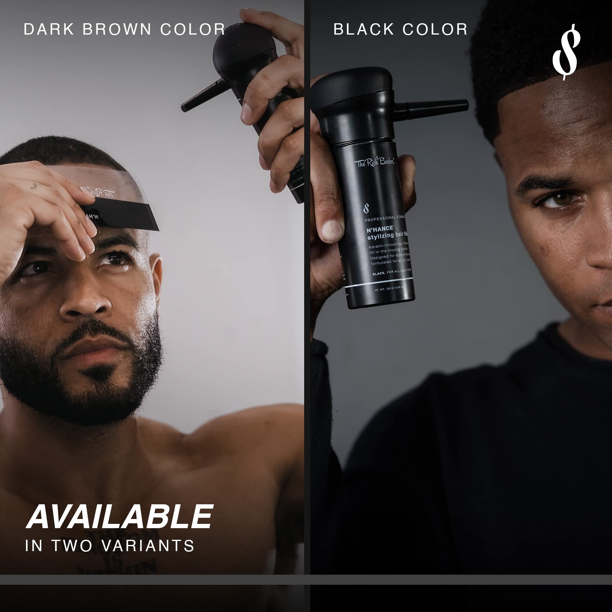 The Rich Barber N'Hance Pro Barber Kit I fibras infusionadas para cabello existente.