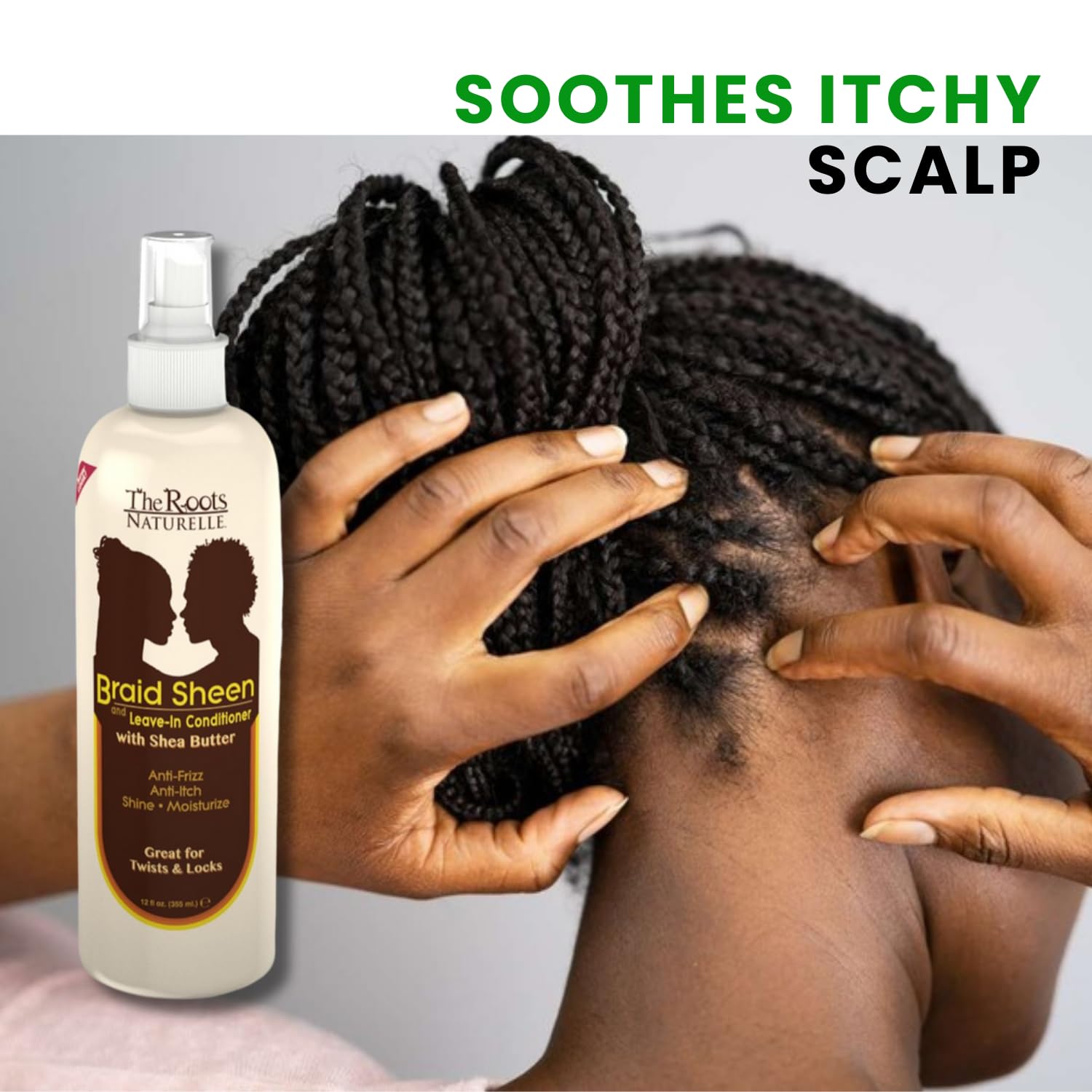 The Roots Naturelle Braid Sheen con aceites esenciales para suavidad.