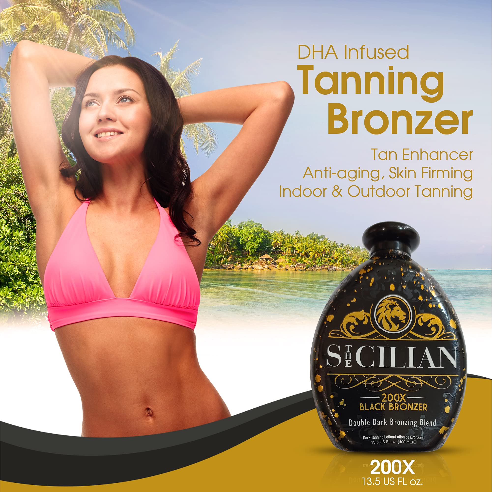 The Sicilian 200X Bronceador textura cremosa para un acabado suave.
