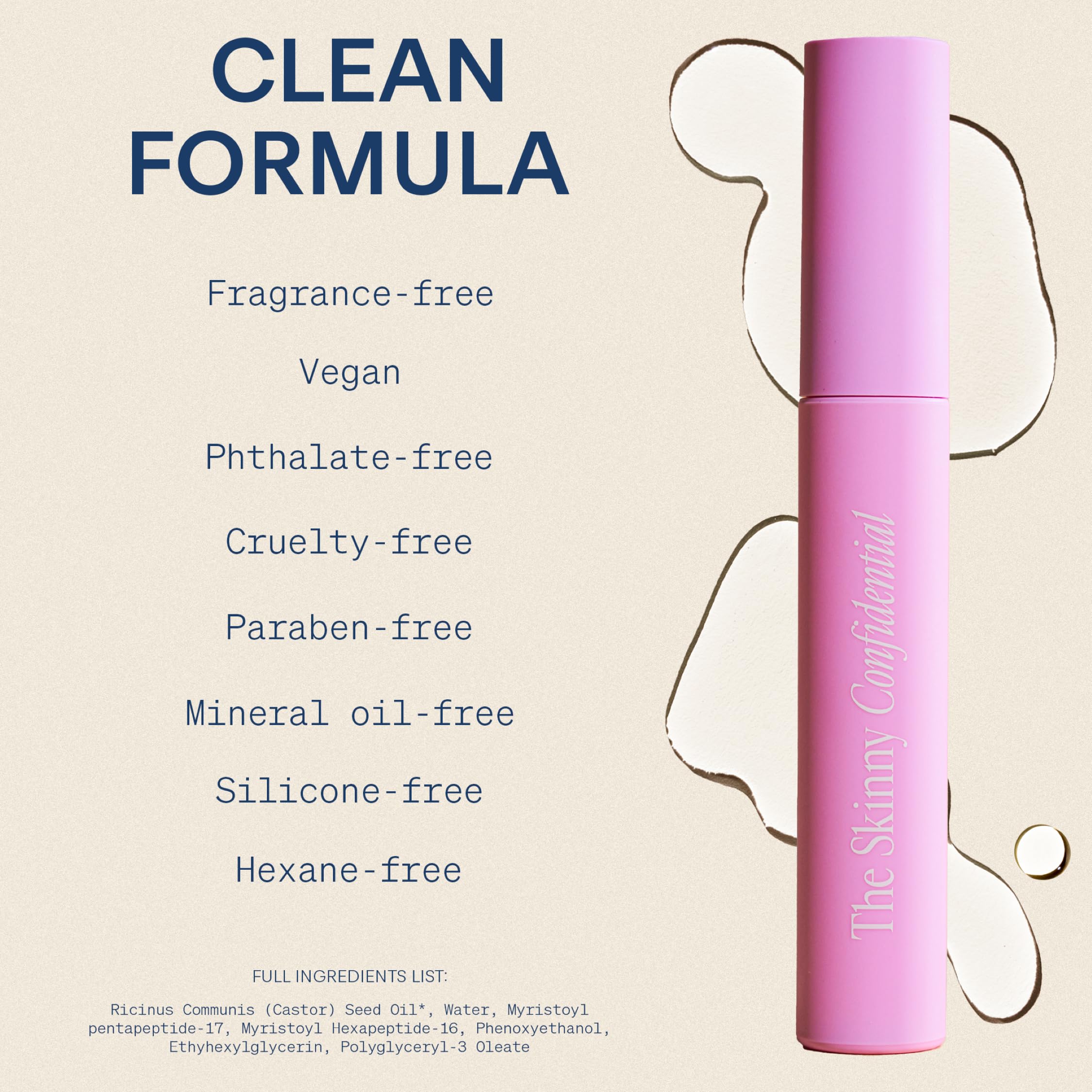 The Skinny Confidential Brow Peptide – ingrédients véganes pour cheveux forts