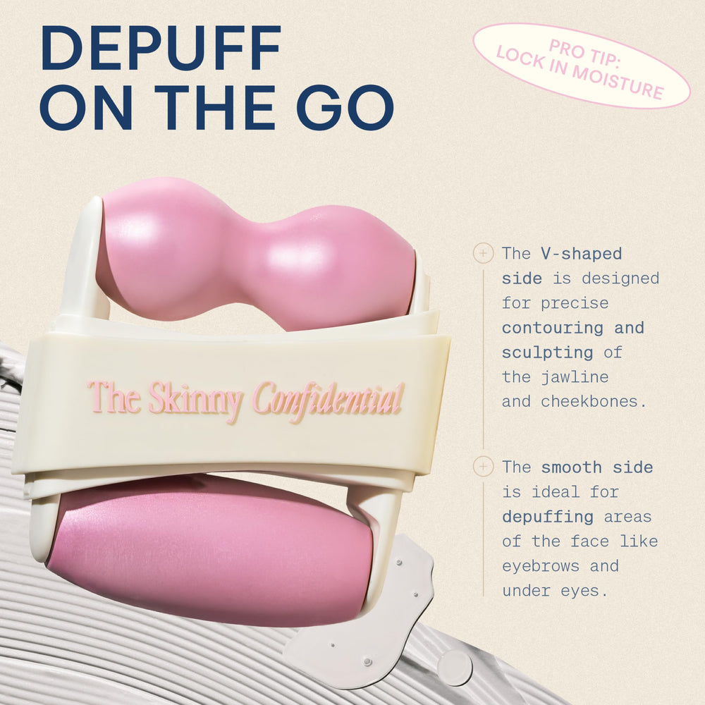 Rodillo Mint Ice Roller de The Skinny Confidential para uso diario en casa.