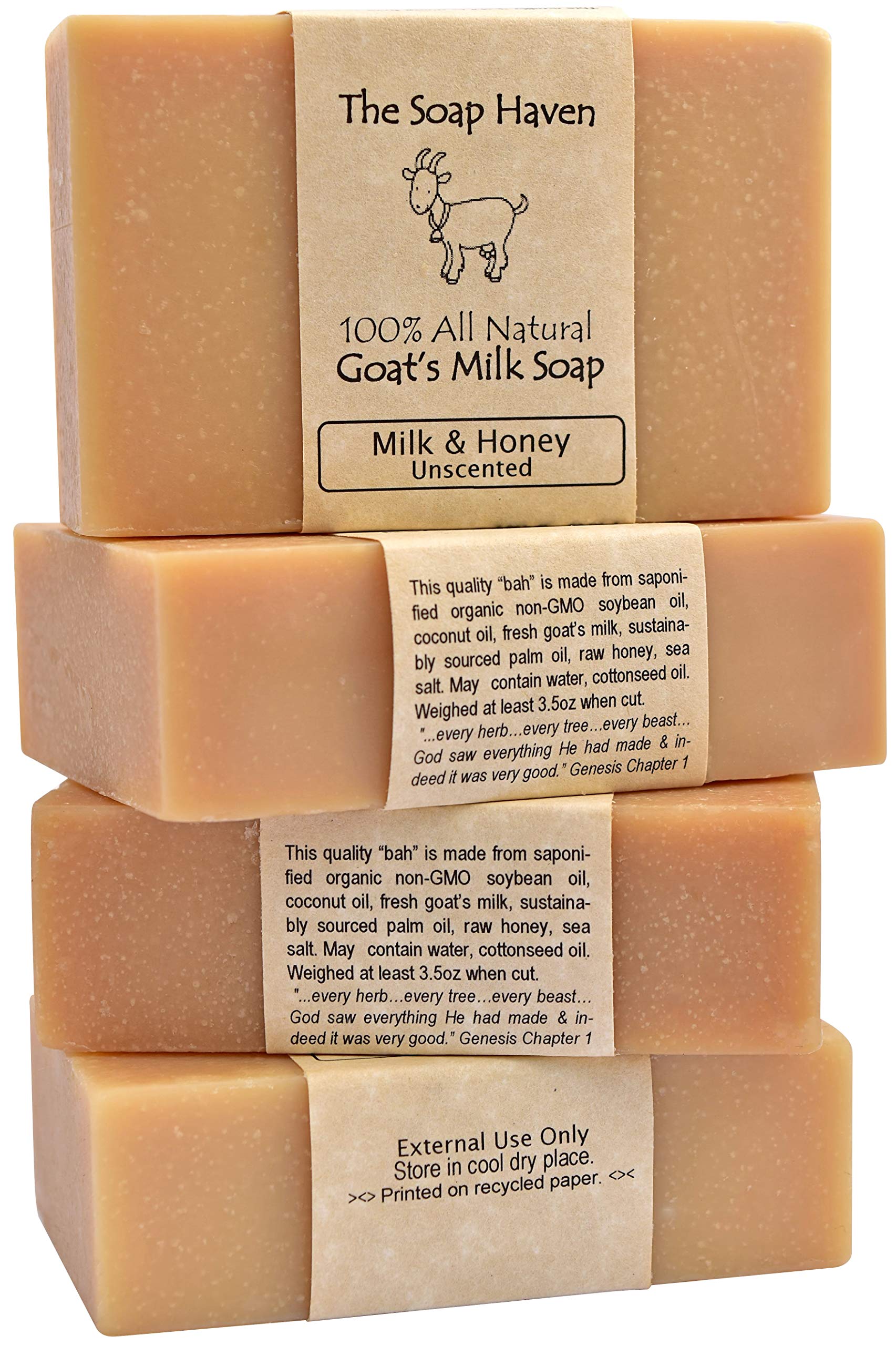 The Soap Haven goat milk honey bar close-up showing creamy lather for sensitive skin.