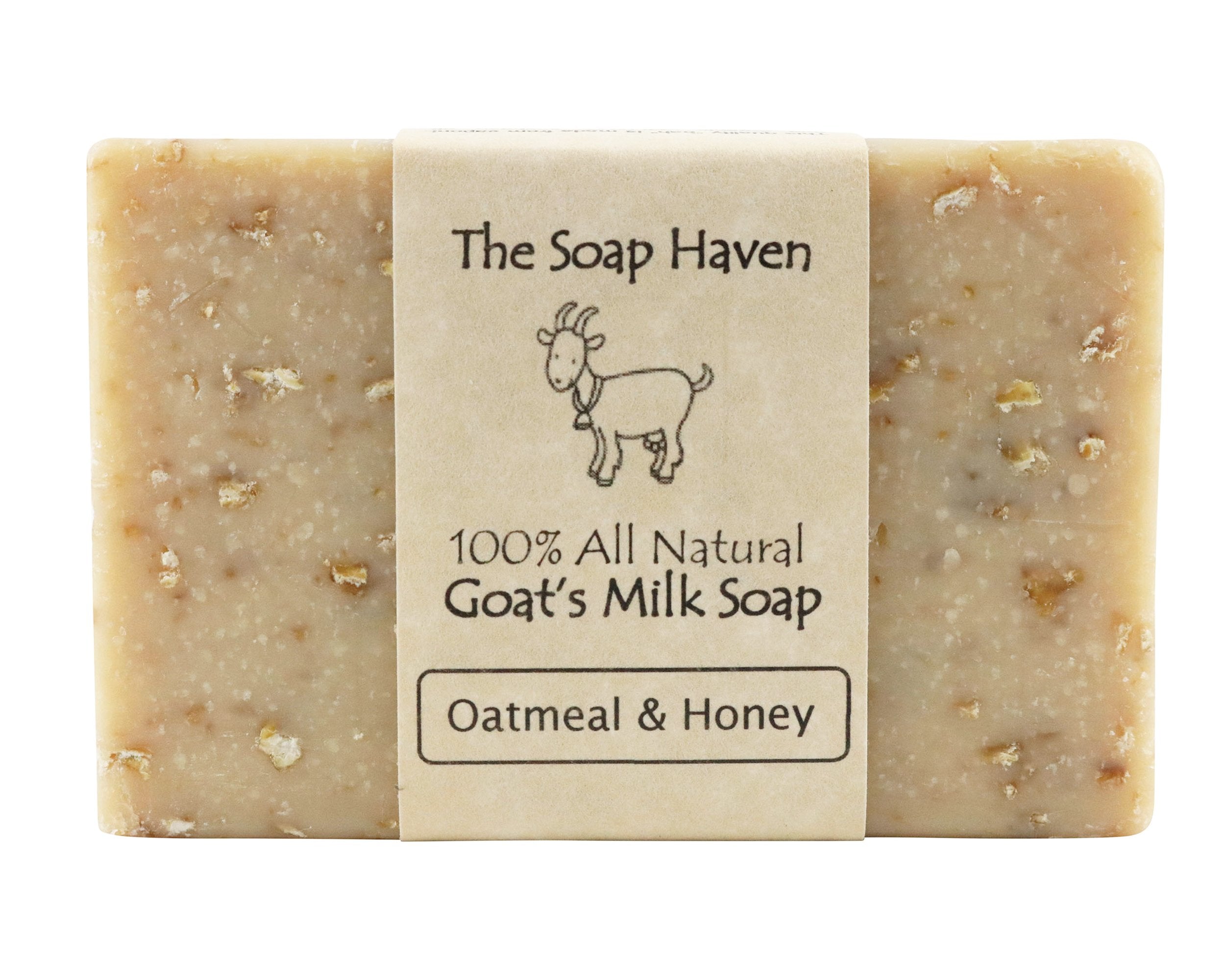The Soap Haven Oatmeal Honey Goat Milk Bar pack displays four bars for value