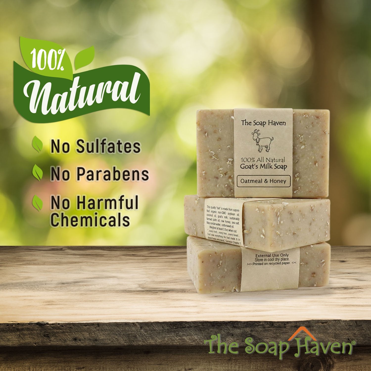 The Soap Haven Oatmeal Honey Goat Milk Bar sliced reveals creamy interior for smooth cleansing