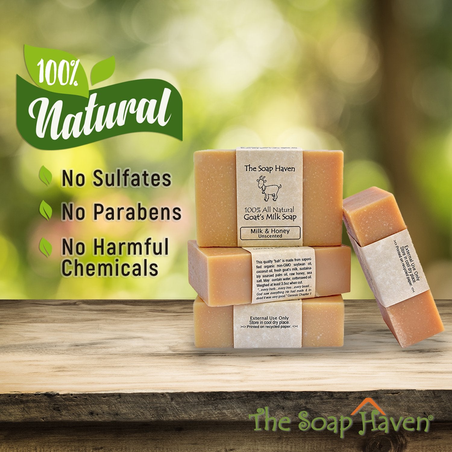 The Soap Haven unscented goat milk bar ideal for babies and gentle daily cleansing.