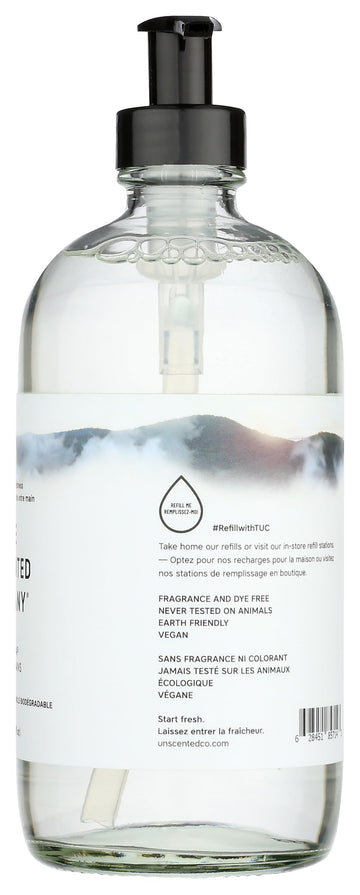 The Unscented Company jabón manos líquido 465ml, certificación de terceros para transparencia.