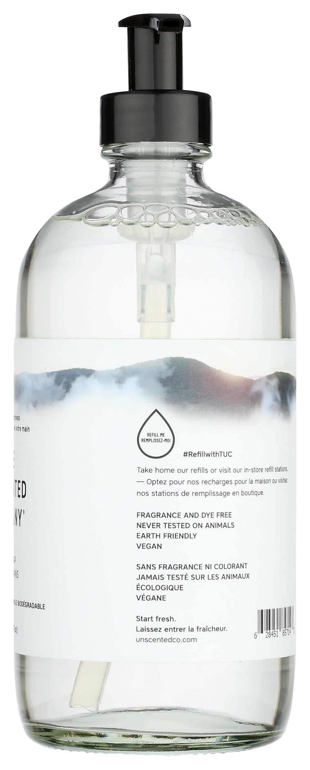 The Unscented Company jabón manos líquido 465ml, certificación de terceros para transparencia.