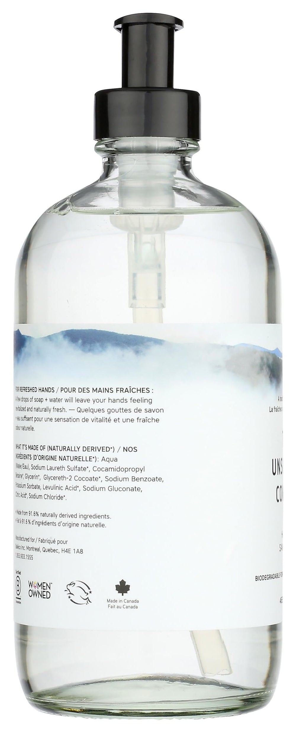 The Unscented Company jabón manos líquido 465ml, sin pruebas en animales.